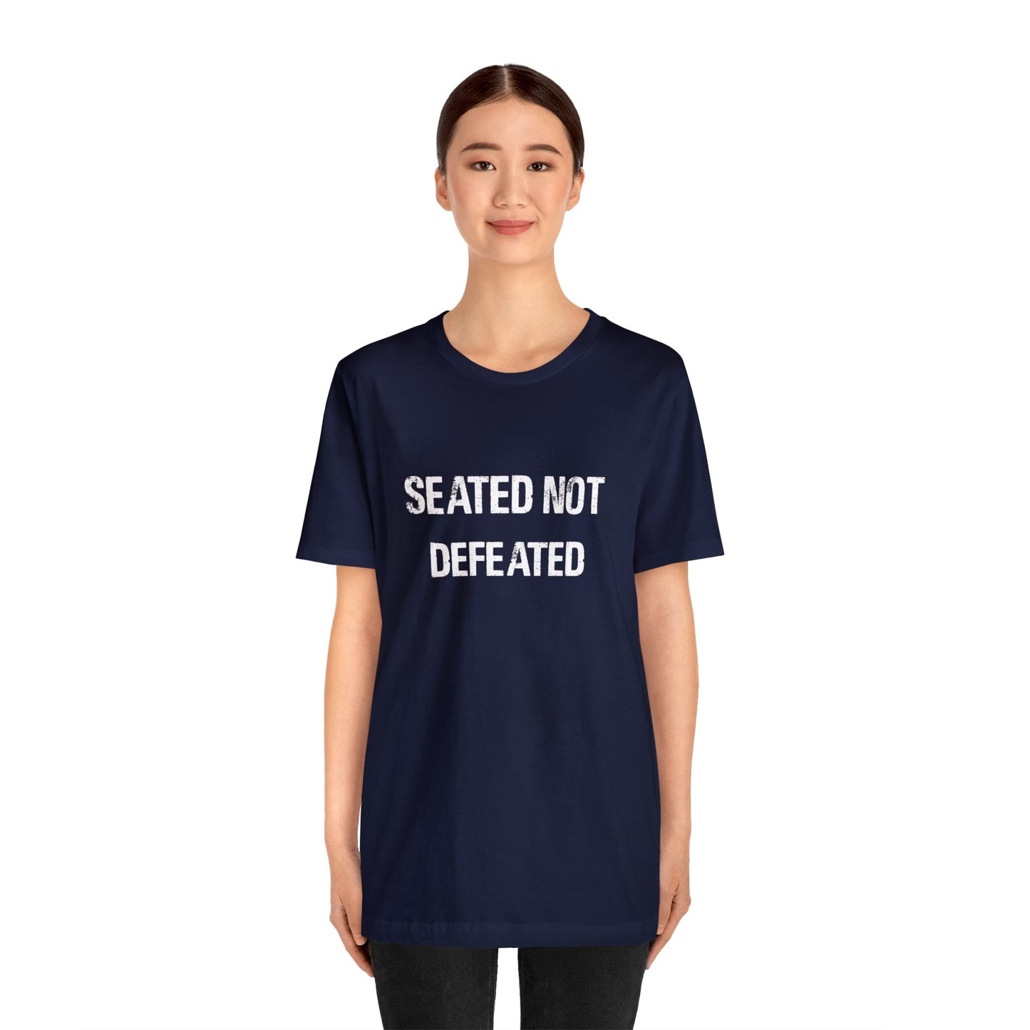 Seated Not Defeated Logo - Unisex Jersey Short Sleeve Tee