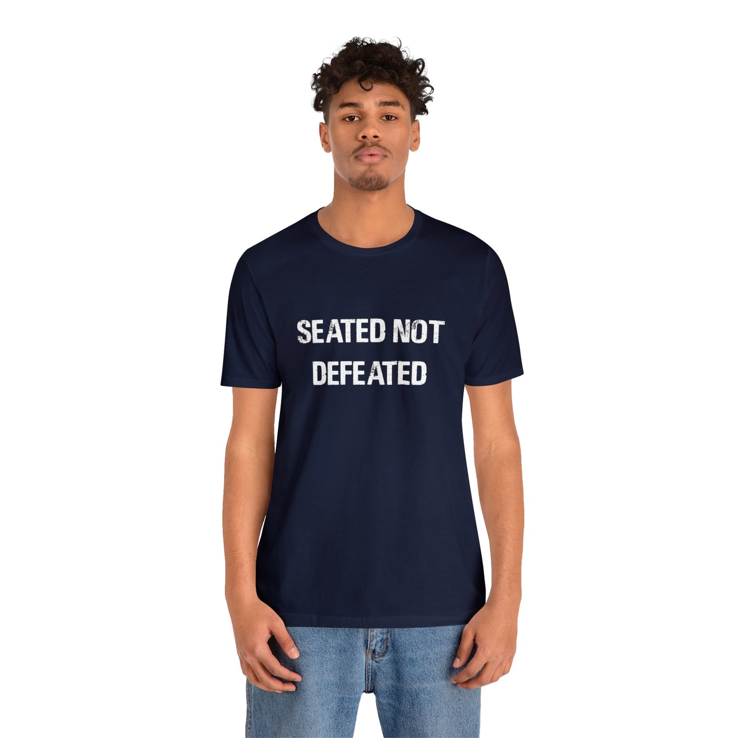 Seated Not Defeated Logo - Unisex Jersey Short Sleeve Tee