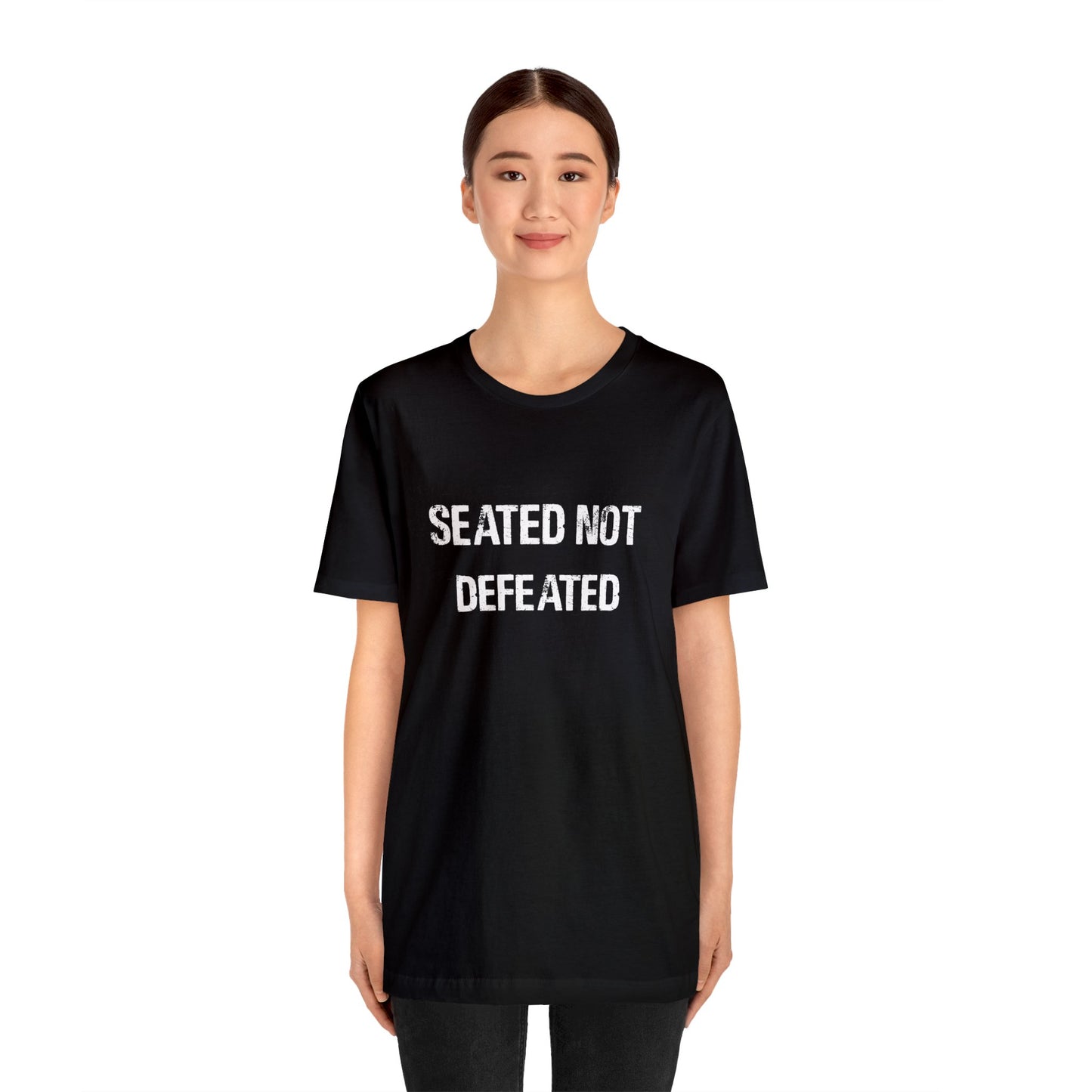 Seated Not Defeated Logo - Unisex Jersey Short Sleeve Tee