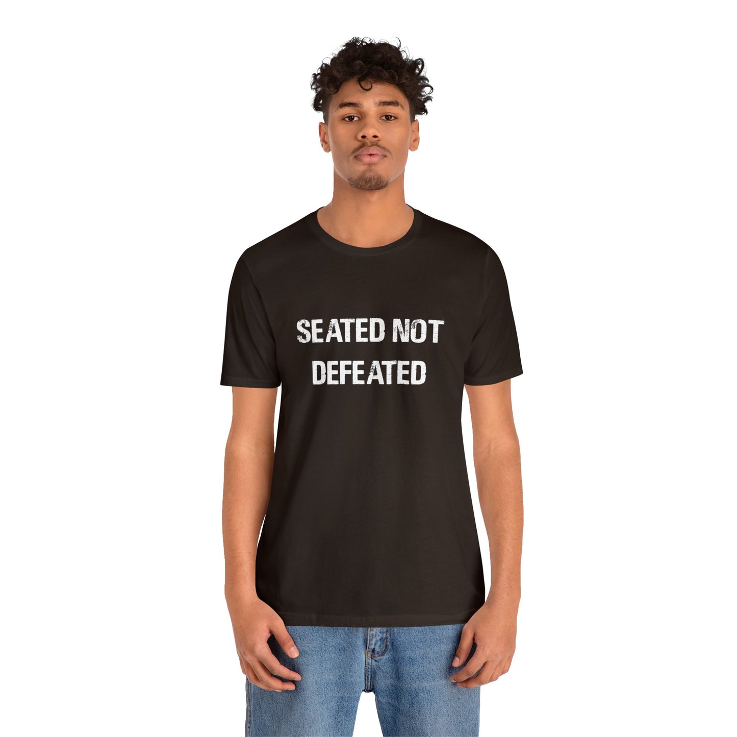 Seated Not Defeated Logo - Unisex Jersey Short Sleeve Tee