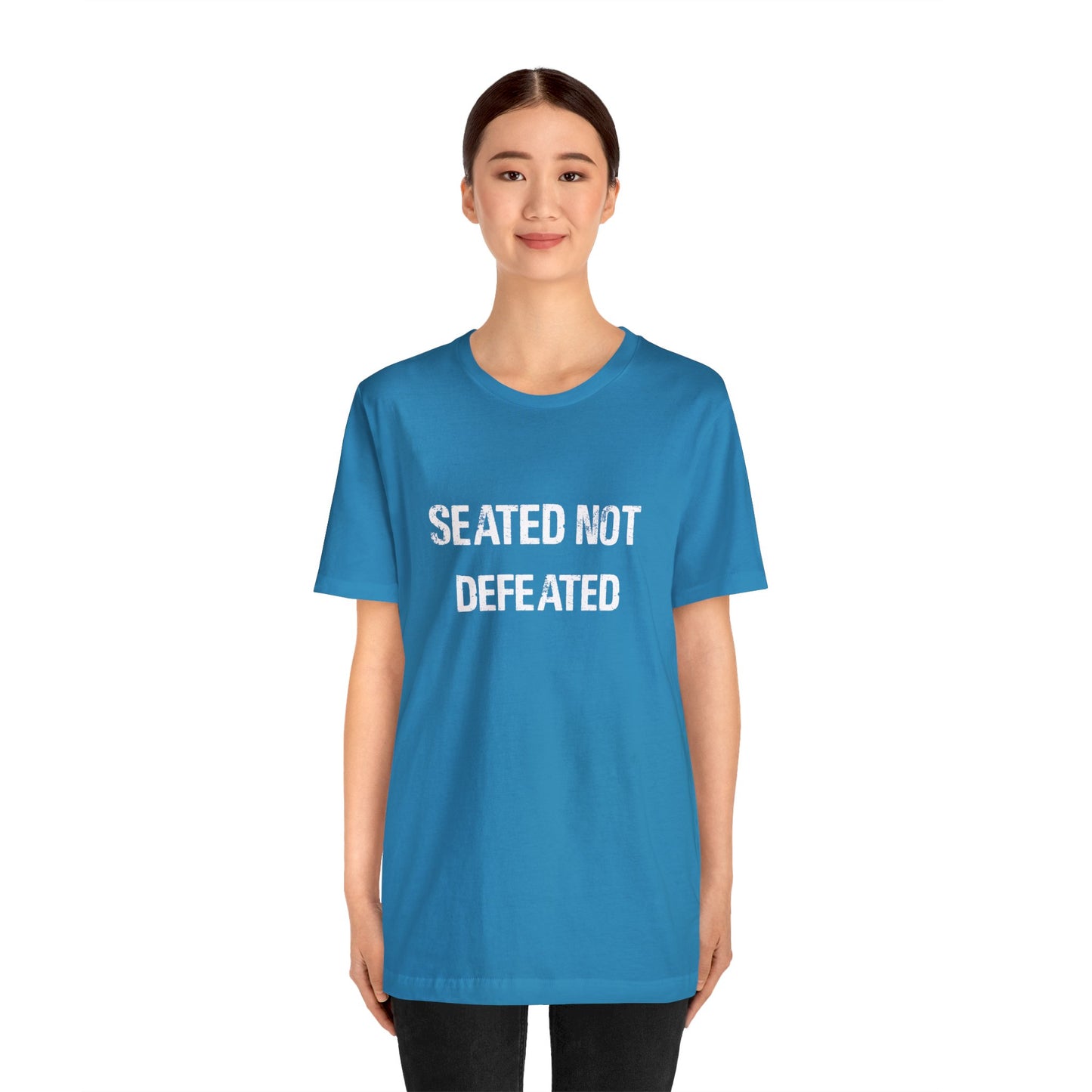 Seated Not Defeated Logo - Unisex Jersey Short Sleeve Tee