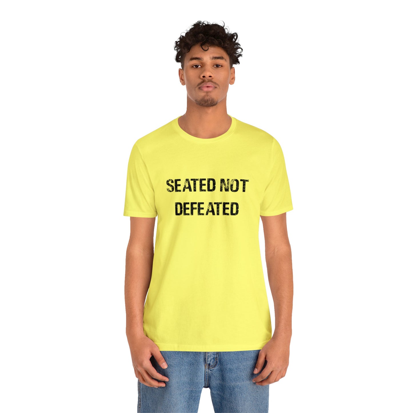 Seated Not Defeated Logo - Unisex Jersey Short Sleeve Tee