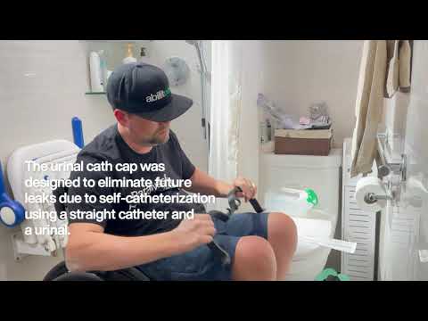 In this video Mark demonstrates how he uses the urinal cath cap to lock/hold his straight catheter in place so that it won't come out and spill all over his clothes while he is performing self-catheterization.